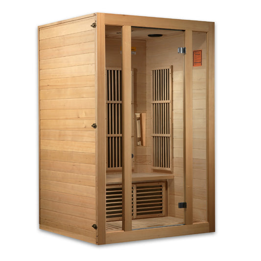 Front view 2 of the Maxxus Seattle 2-Person Low EMF FAR Infrared Sauna (MX-J206-01) – low EMF infrared sauna