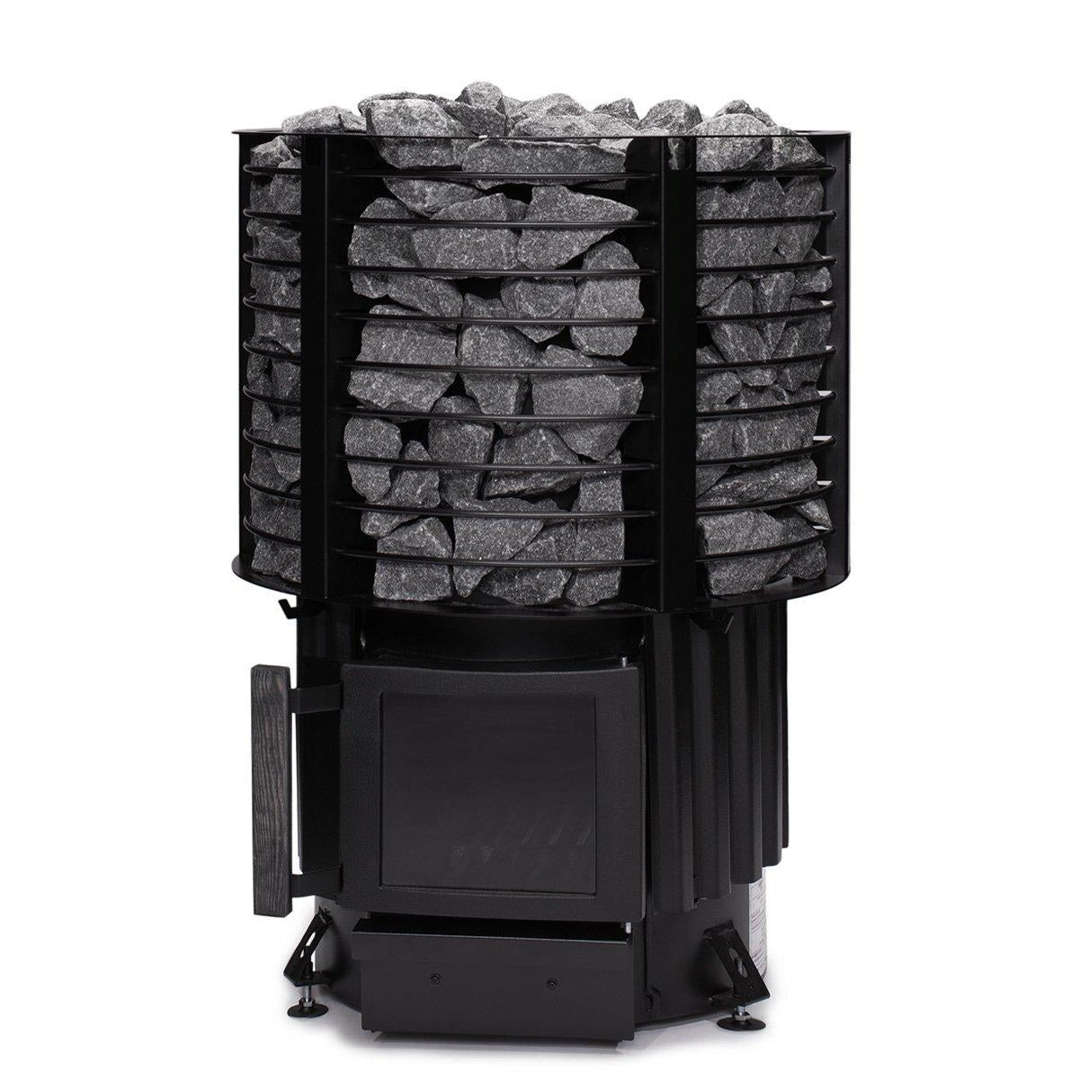 Narvi Inari Wood-Burning Sauna Stove with Stone Cage, front elevation