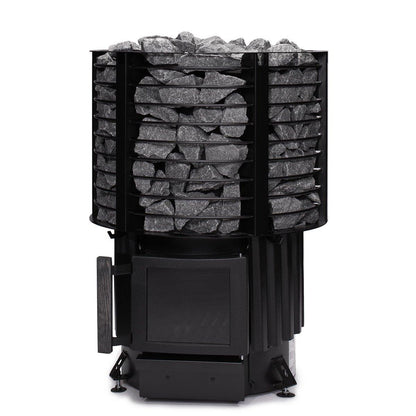 Narvi Inari Wood-Burning Sauna Stove with Stone Cage, front elevation