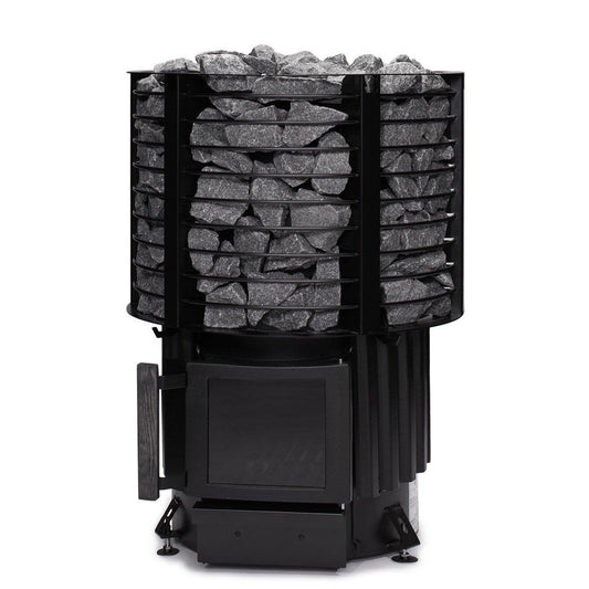 Narvi Inari Wood-Burning Sauna Stove with Stone Cage, front elevation