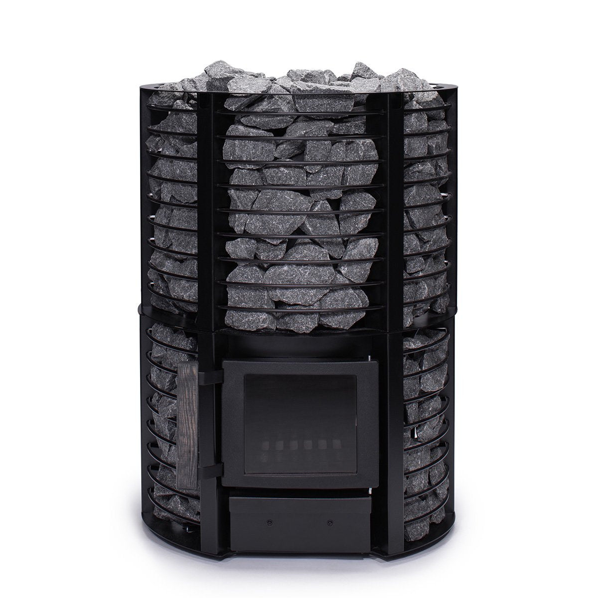 Narvi Inari Plus Wood-Burning Sauna Stove with Lower Stone Cage, exterior 3/4 front 2