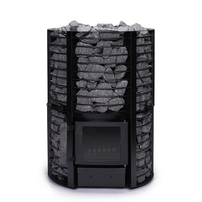 Narvi Inari Plus Wood-Burning Sauna Stove with Lower Stone Cage, exterior 3/4 front 2