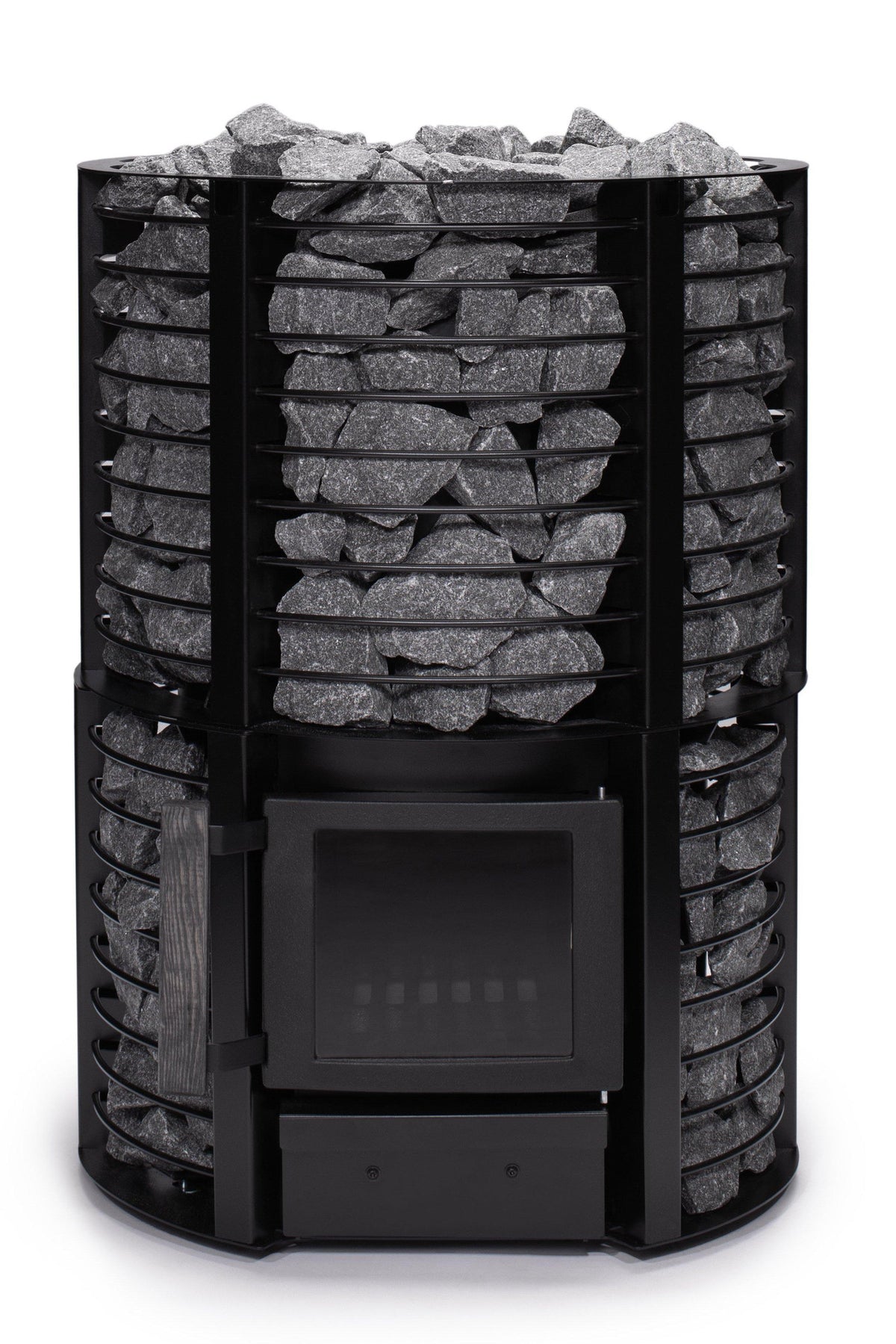 Narvi Inari Plus Wood-Burning Sauna Stove with Lower Stone Cage, studio beauty shot, high-res 2