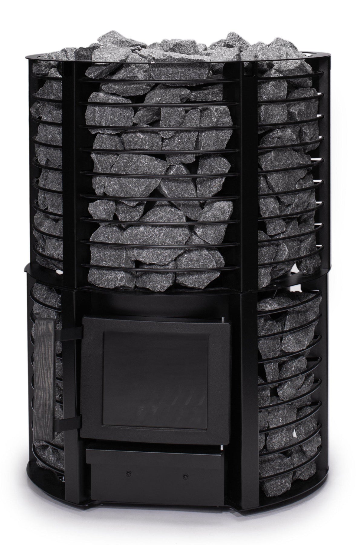 Narvi Inari Plus Wood-Burning Sauna Stove with Lower Stone Cage, studio beauty shot, high-res 3