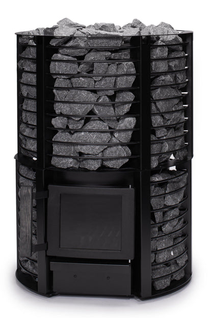 Narvi Inari Plus Wood-Burning Sauna Stove with Lower Stone Cage, studio beauty shot, high-res 3