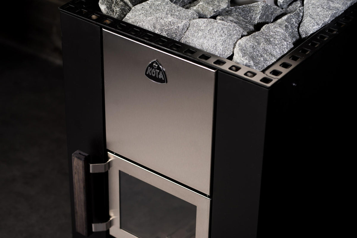 Narvi Kuru 14 Wood-Burning Sauna Stove, installed/lifestyle