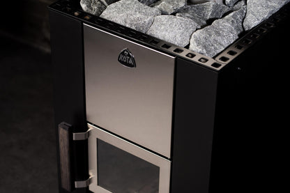 Narvi Kuru 14 Wood-Burning Sauna Stove, installed/lifestyle