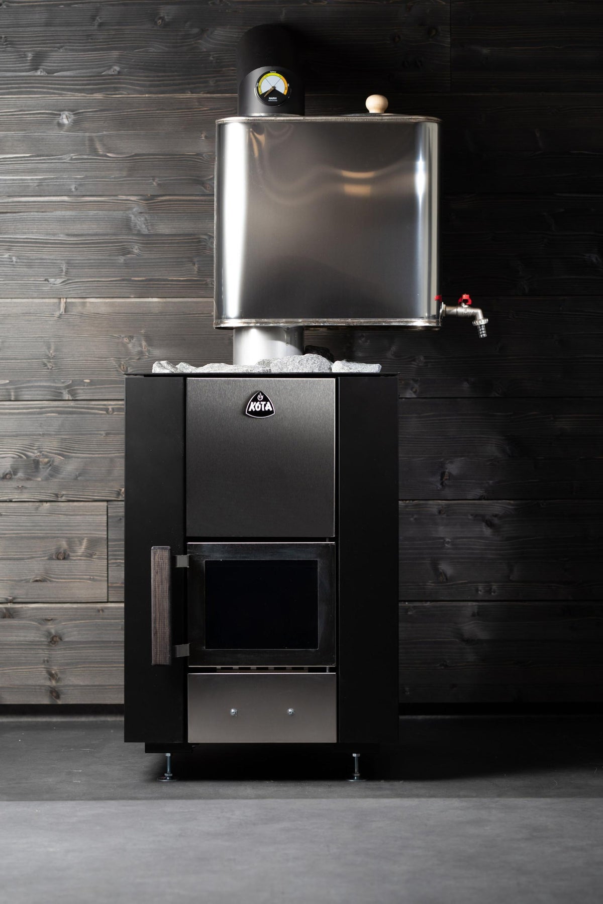 Narvi Kuru 14 Wood-Burning Sauna Stove, installed/lifestyle 2