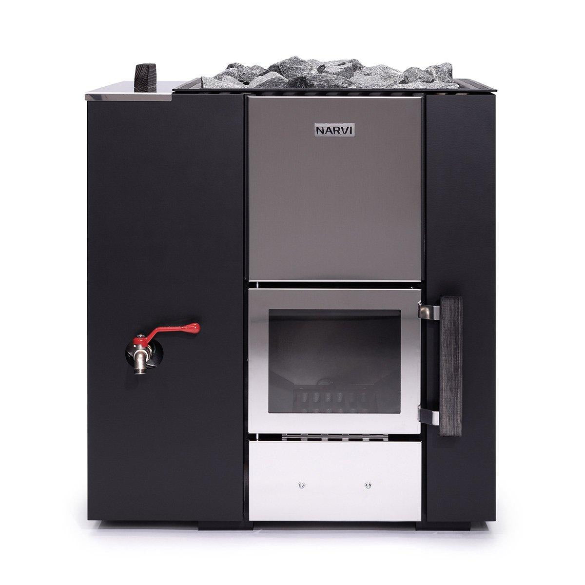 Narvi Kuru 20 Wood-Burning Sauna Stove, exterior 3/4 front 2