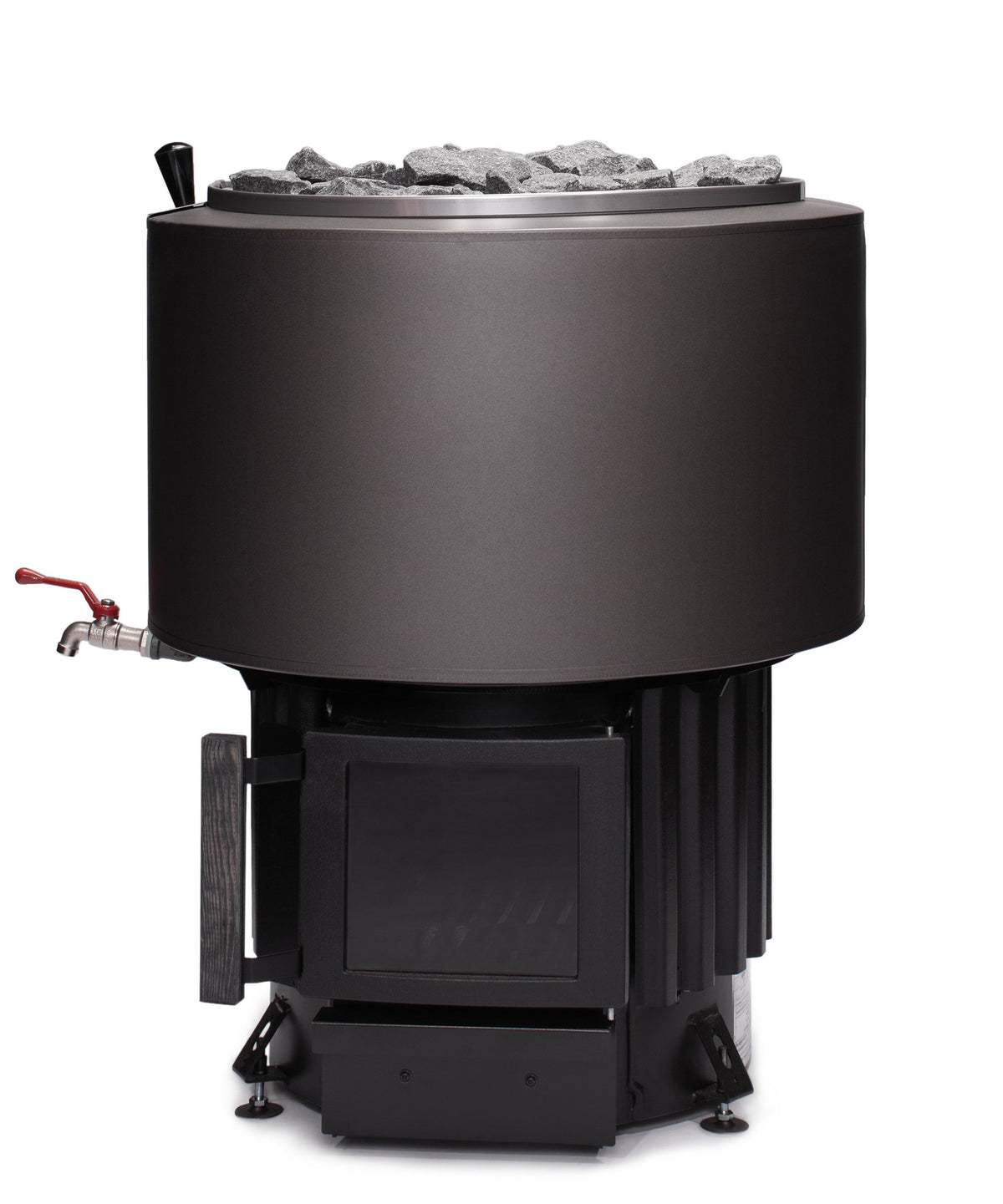 Narvi Luosto VS Wood-Burning Sauna Stove with 30 L Water Tank, studio beauty shot, high-res