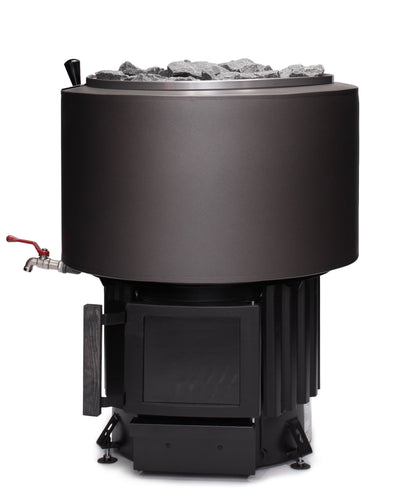 Narvi Luosto VS Wood-Burning Sauna Stove with 30 L Water Tank, studio beauty shot, high-res