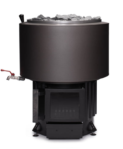 Narvi Luosto VS Wood-Burning Sauna Stove with 30 L Water Tank, studio beauty shot, high-res 2