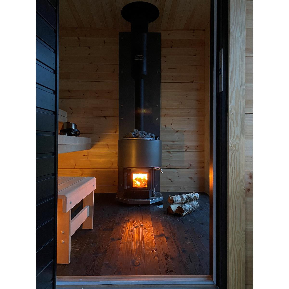 Narvi Luosto VS Wood-Burning Sauna Stove with 30 L Water Tank, studio product shot 4