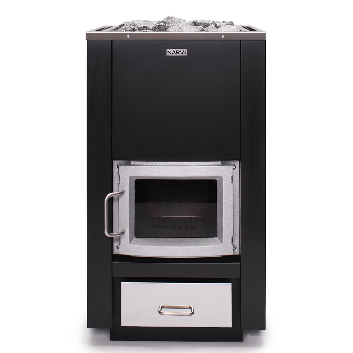 Narvi 30 Wood-Burning Sauna Stove, exterior 3/4 front