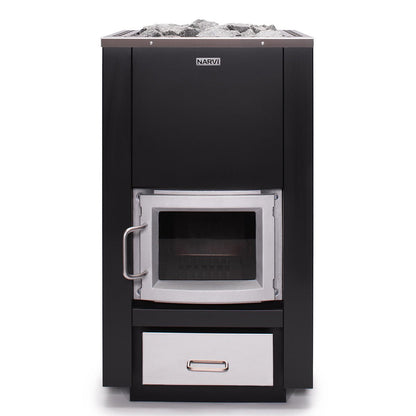 Narvi 30 Wood-Burning Sauna Stove, exterior 3/4 front