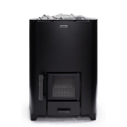 Narvi NC 16 Wood-Burning Sauna Stove, exterior 3/4 front