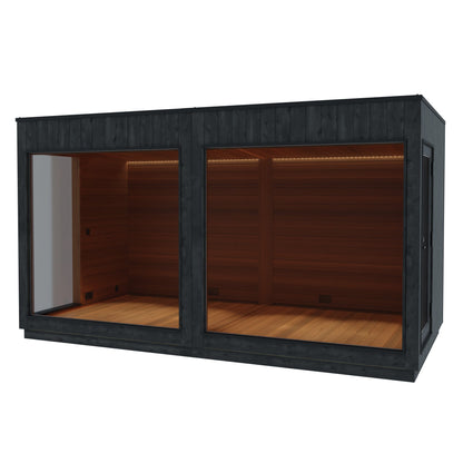 Nordic Misty Lounge, wide module shown front-on with two glazed bays