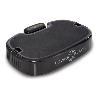 Personal Power Plate in black from the other side, showing the Start/Stop, Repeat, 30 Sec/60 Sec and Low/High buttons