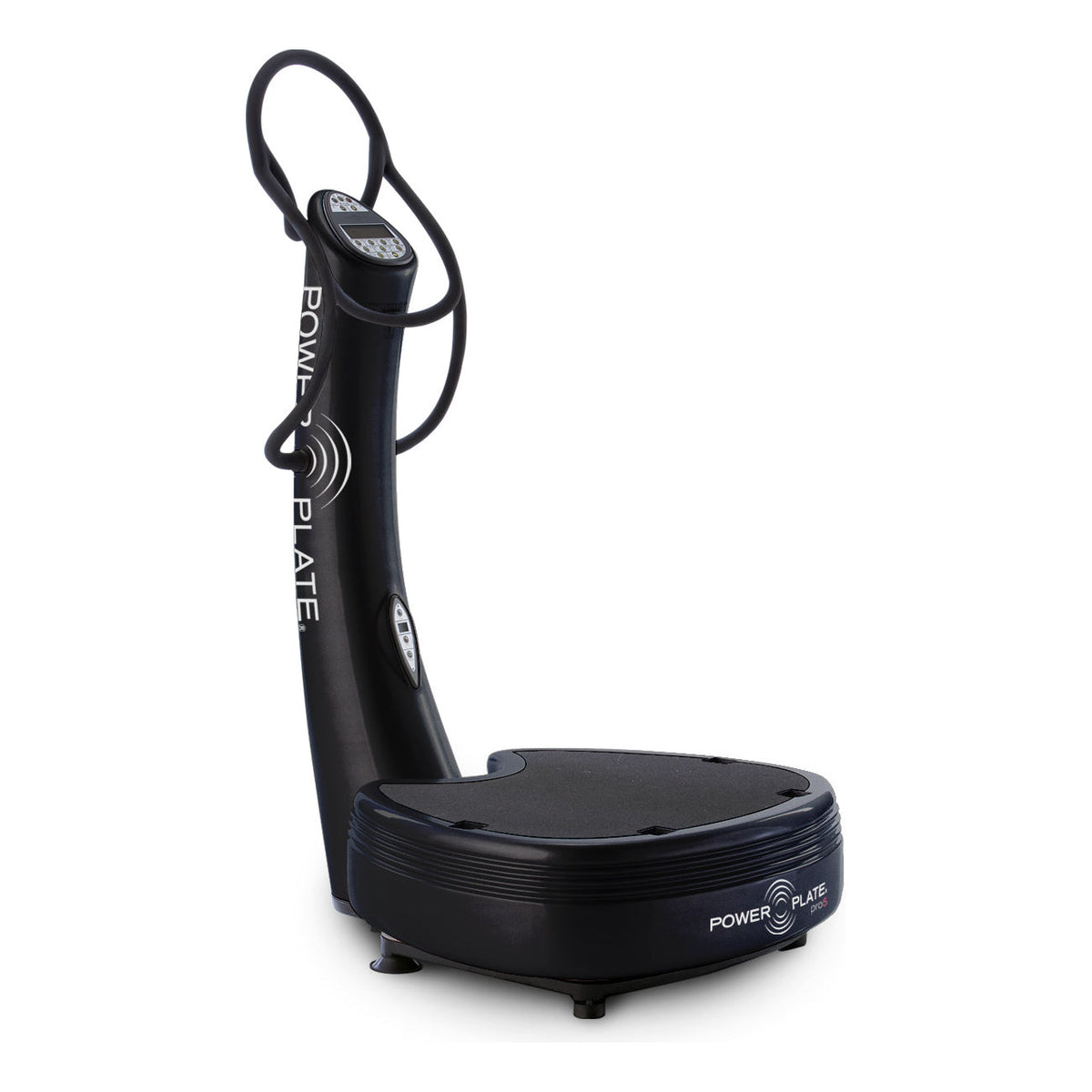 Side view of the Power Plate pro5 platform and column in matte black