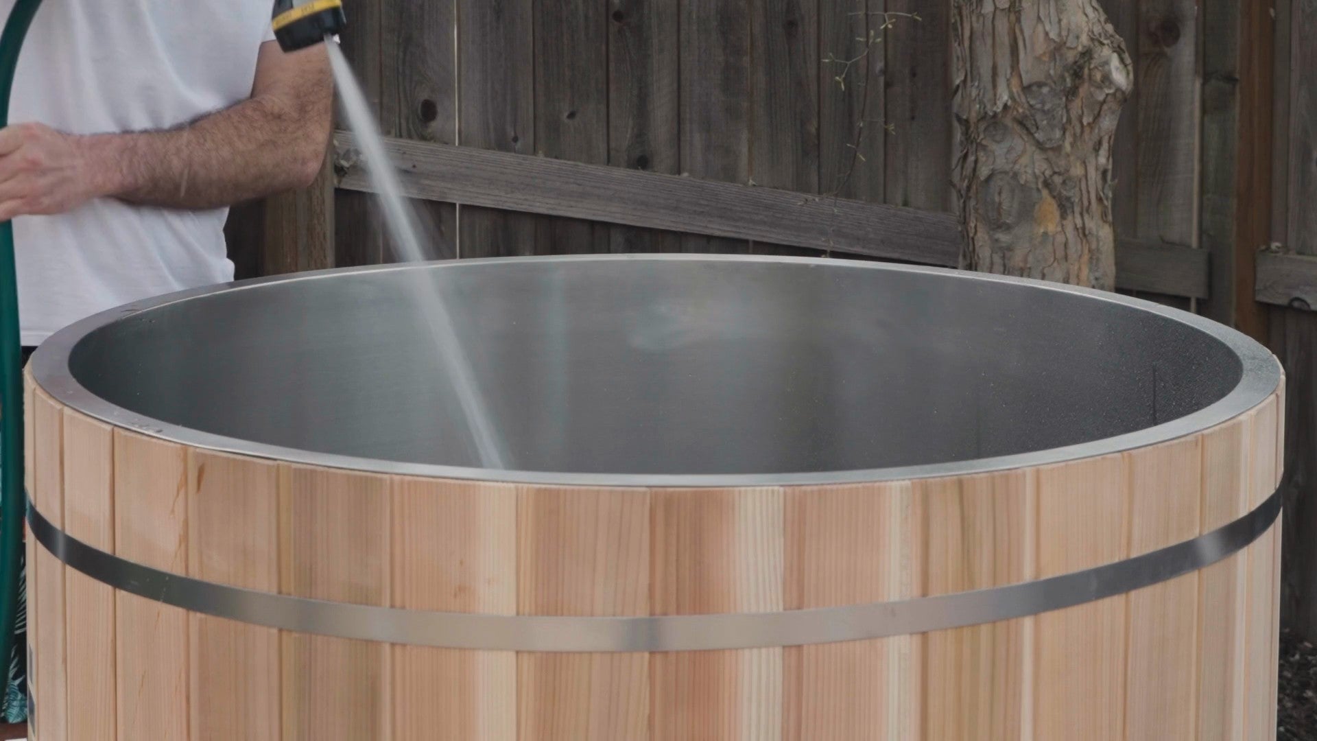Dynamic Cold Therapy barrel cold plunge setup, video by Dynamic Cold Therapy