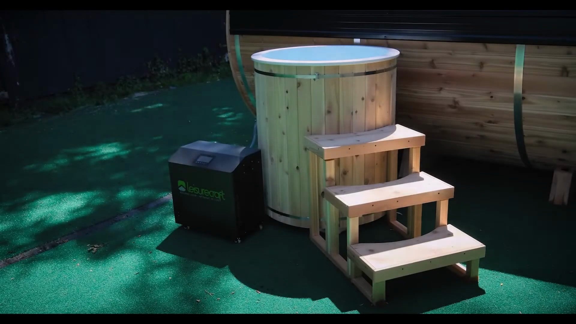 Dundalk LeisureCraft Baltic cedar barrel cold plunge, product video