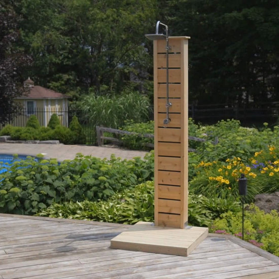 Dundalk LeisureCraft CT Sierra cedar pillar outdoor shower, product video