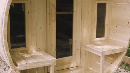 Dundalk LeisureCraft CT Tranquility 6-person outdoor barrel sauna with porch, product video