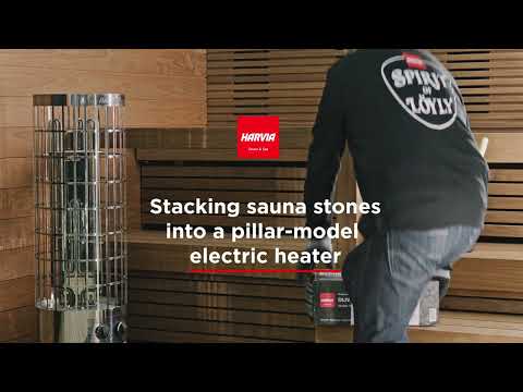 Harvia official video: stacking sauna stones and installing the heater