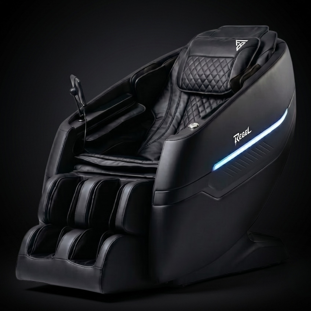 Floridian Brand Rebel 4D massage chair — Obsidian Black full studio view
