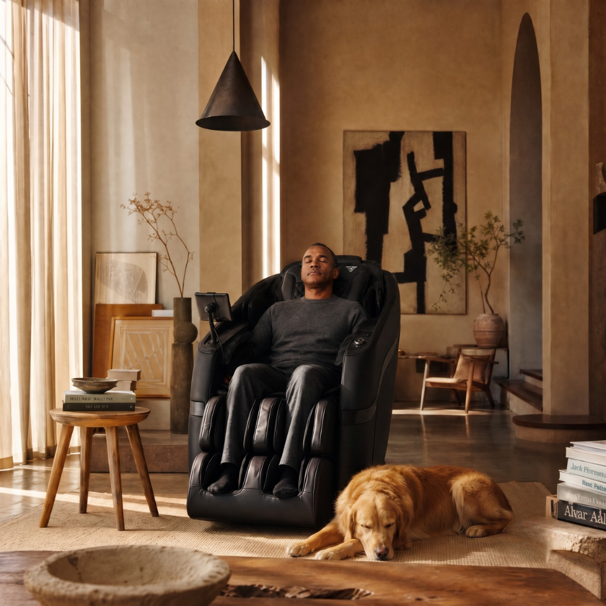 Rebel 4D full body comfort systems — 48 airbags, lumbar heat, foot rollers