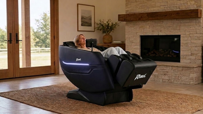 Floridian Brand Rebel 4D massage chair in warm home living room setting