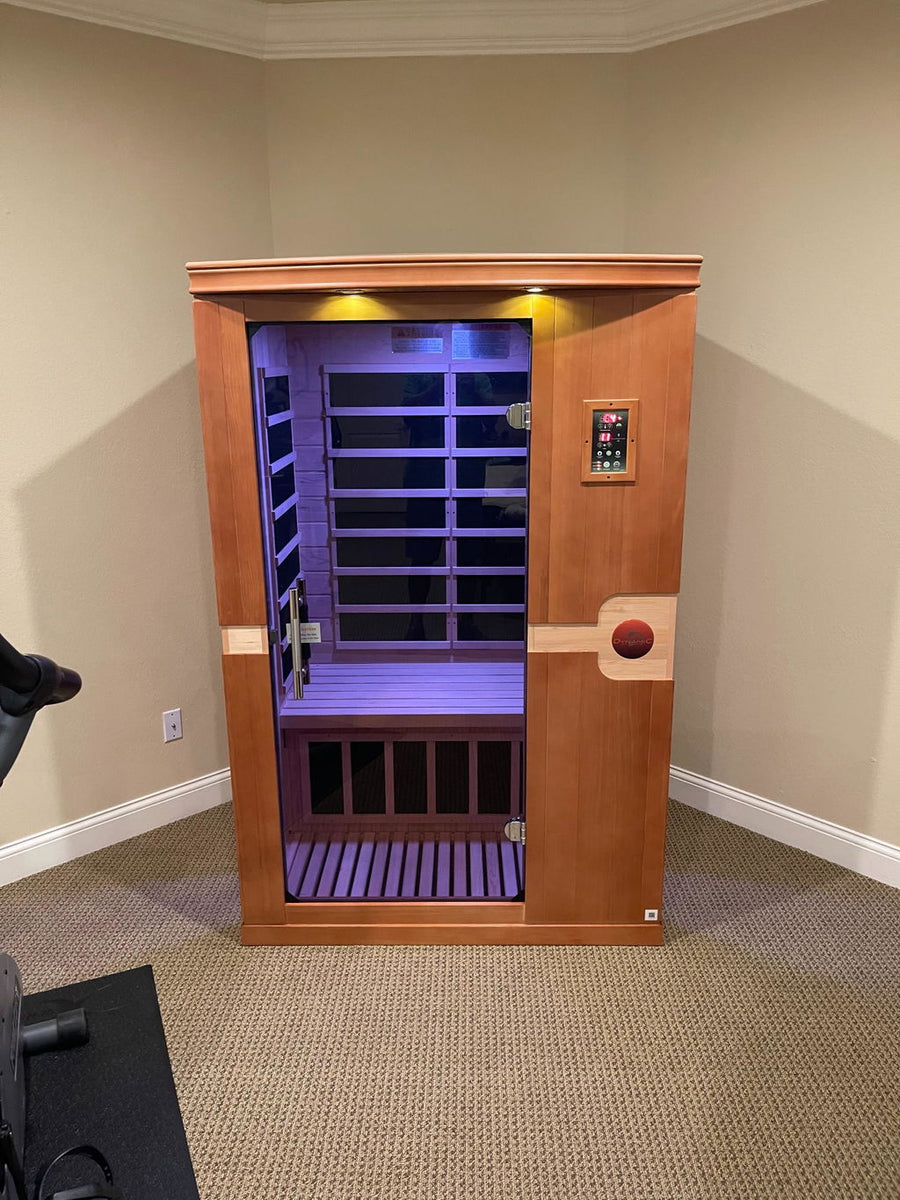 Ed Hinkle's Dynamic Venice 2-Person infrared sauna, installed at home