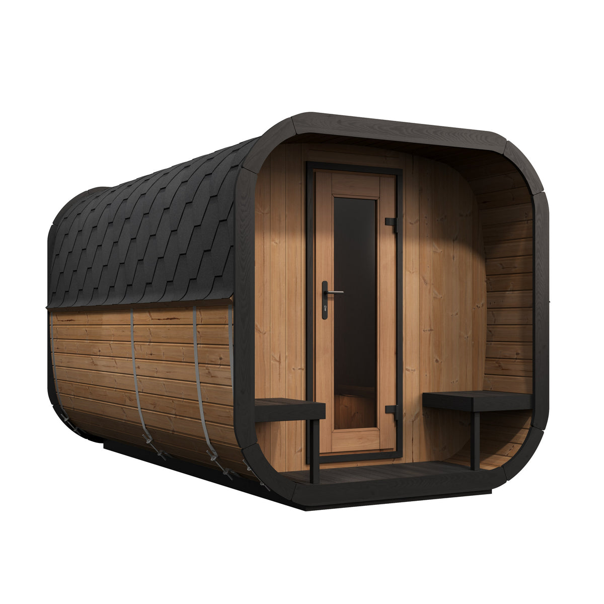 SaunaLife CL12GCP Cube Series 8-Person Outdoor Sauna Kit, Changing Room