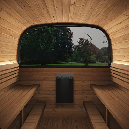 SaunaLife CL12GCP Cube Series 8-Person Outdoor Sauna Kit, Changing Room, installed view 8
