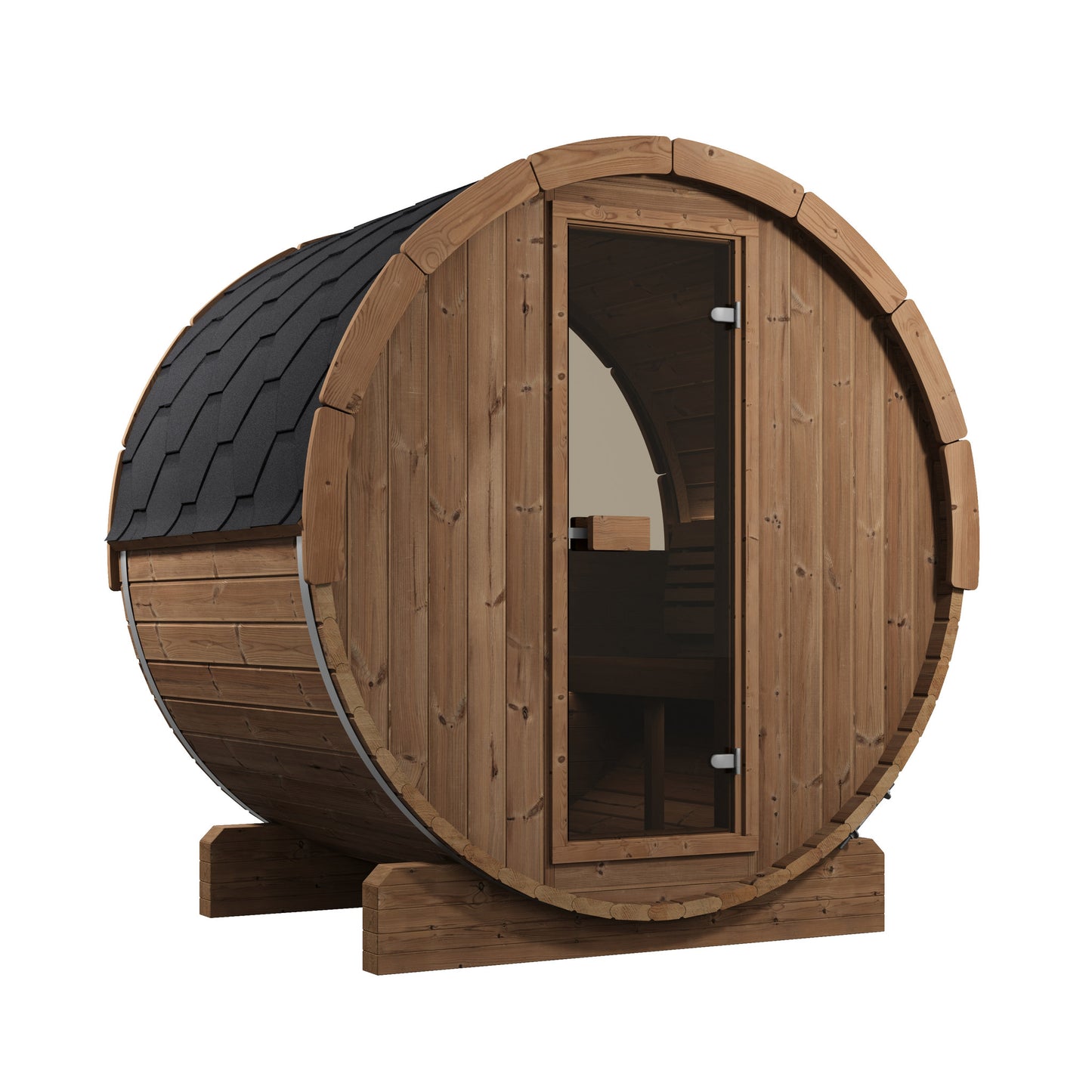 SaunaLife E6W Ergo Series 3-Person Outdoor Barrel Sauna Kit, Rear Window