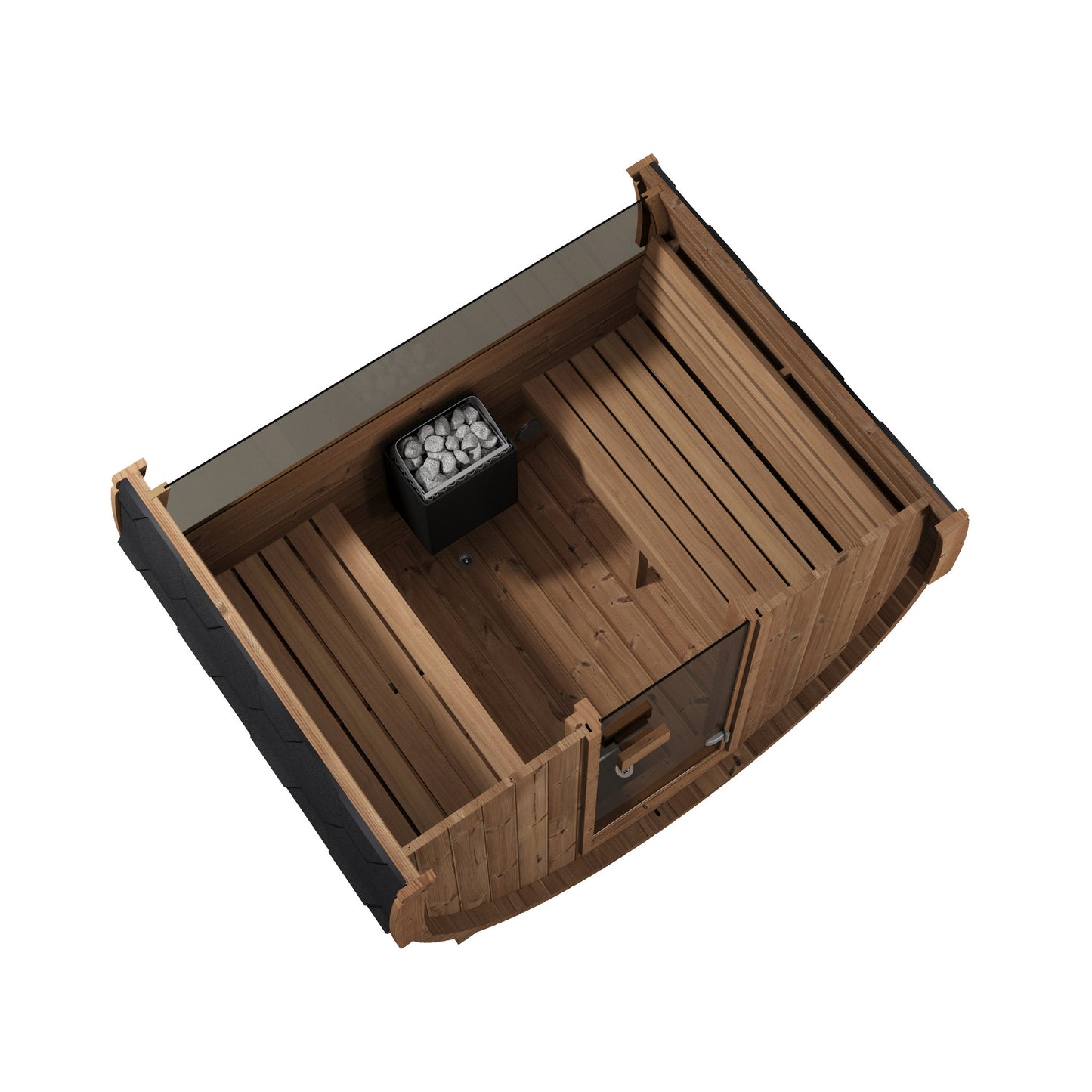 SaunaLife E6W Ergo Series 3-Person Outdoor Barrel Sauna Kit, Rear Window, product view 4