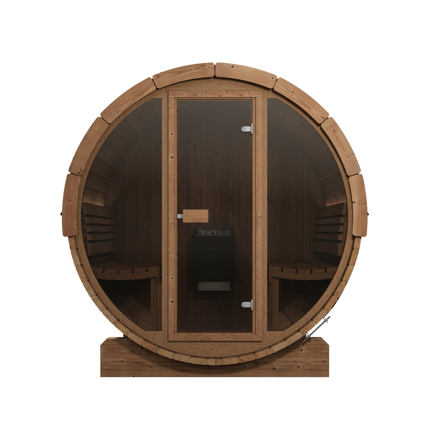 SaunaLife E7G Ergo Series 4-Person Outdoor Barrel Sauna Kit, Glass Front, product view 2