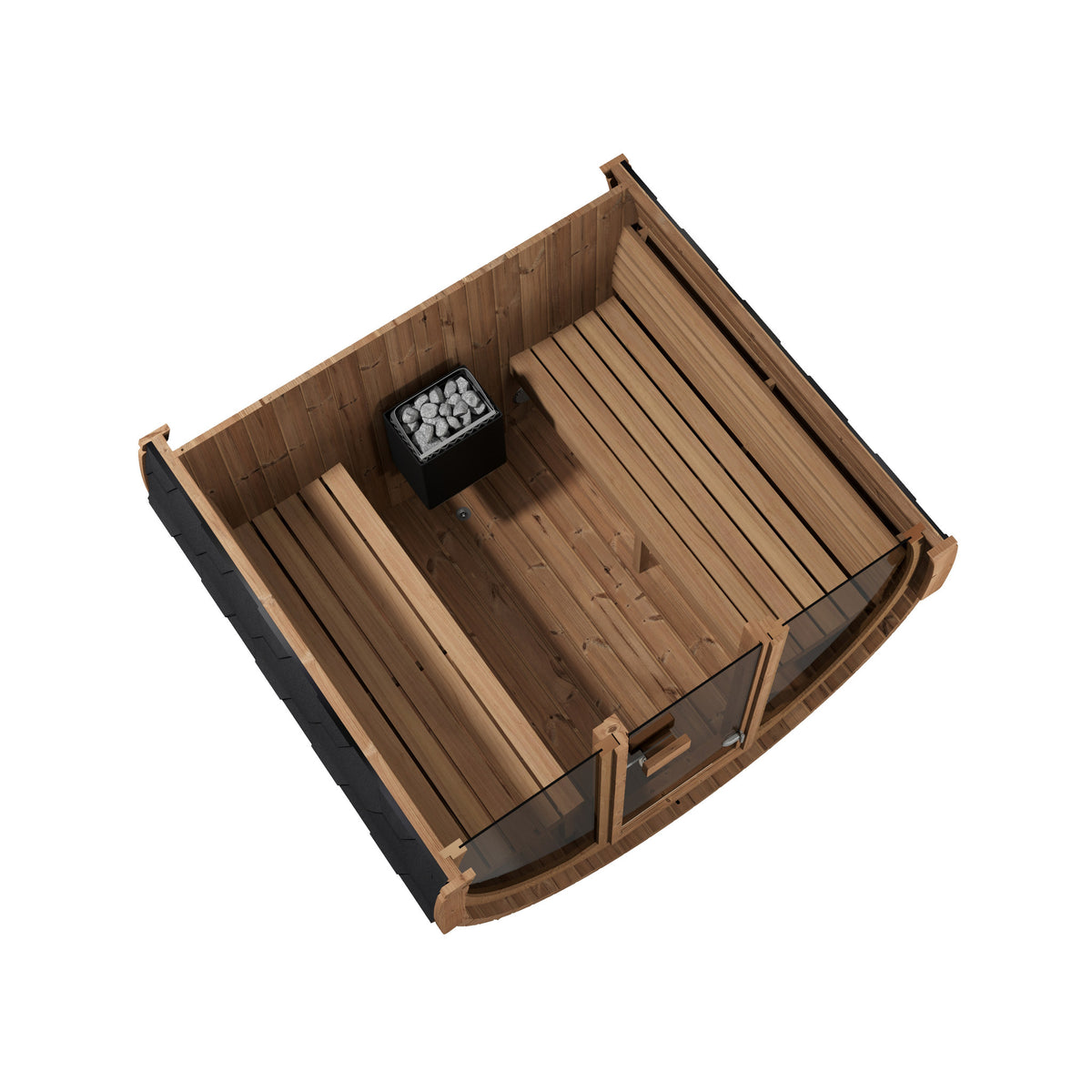 SaunaLife E7G Ergo Series 4-Person Outdoor Barrel Sauna Kit, Glass Front, product view 5