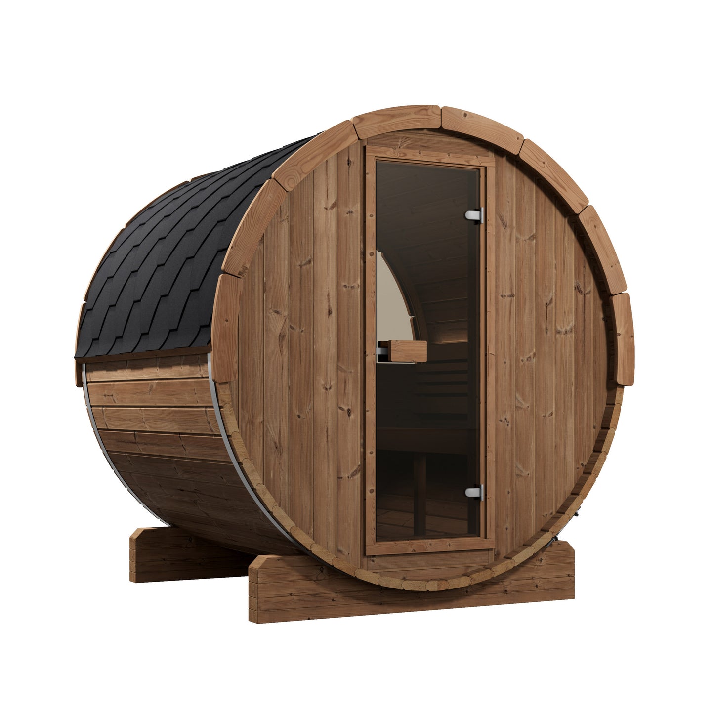 SaunaLife E7W Ergo Series 4-Person Outdoor Barrel Sauna Kit, Rear Window