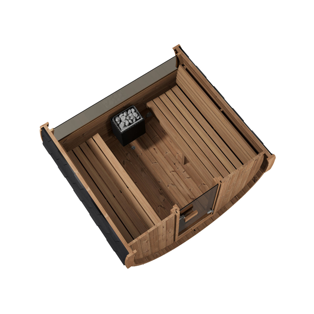 SaunaLife E7W Ergo Series 4-Person Outdoor Barrel Sauna Kit, Rear Window, product view 4