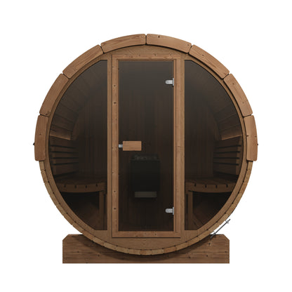 SaunaLife E8G Ergo Series 6-Person Outdoor Barrel Sauna Kit, Glass Front, product view 2