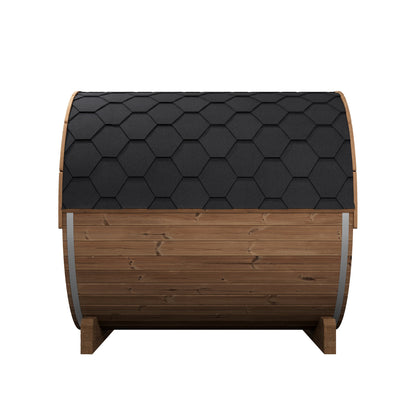 SaunaLife E8G Ergo Series 6-Person Outdoor Barrel Sauna Kit, Glass Front, product view 3