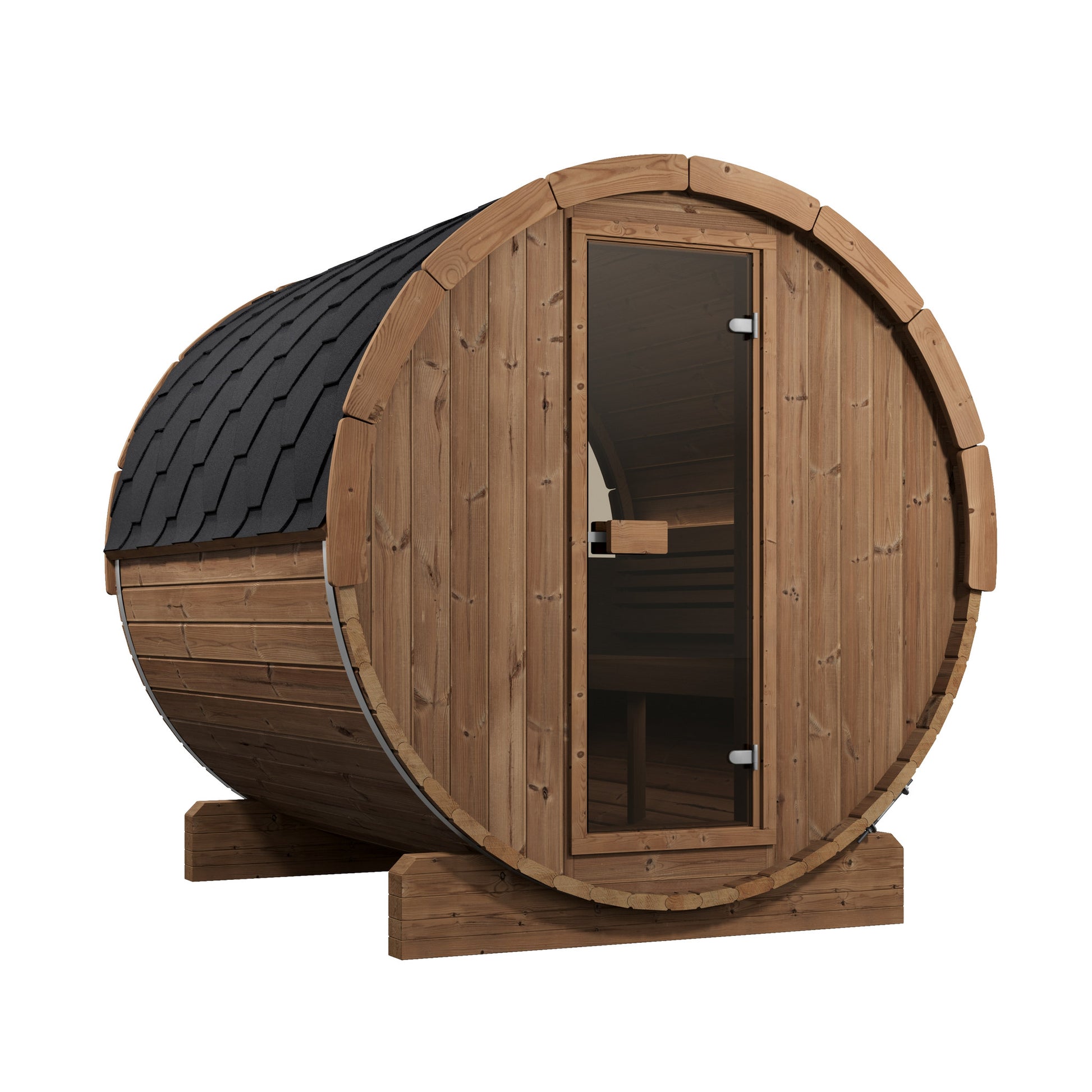 SaunaLife E8W Ergo Series 6-Person Outdoor Barrel Sauna Kit, Rear Window
