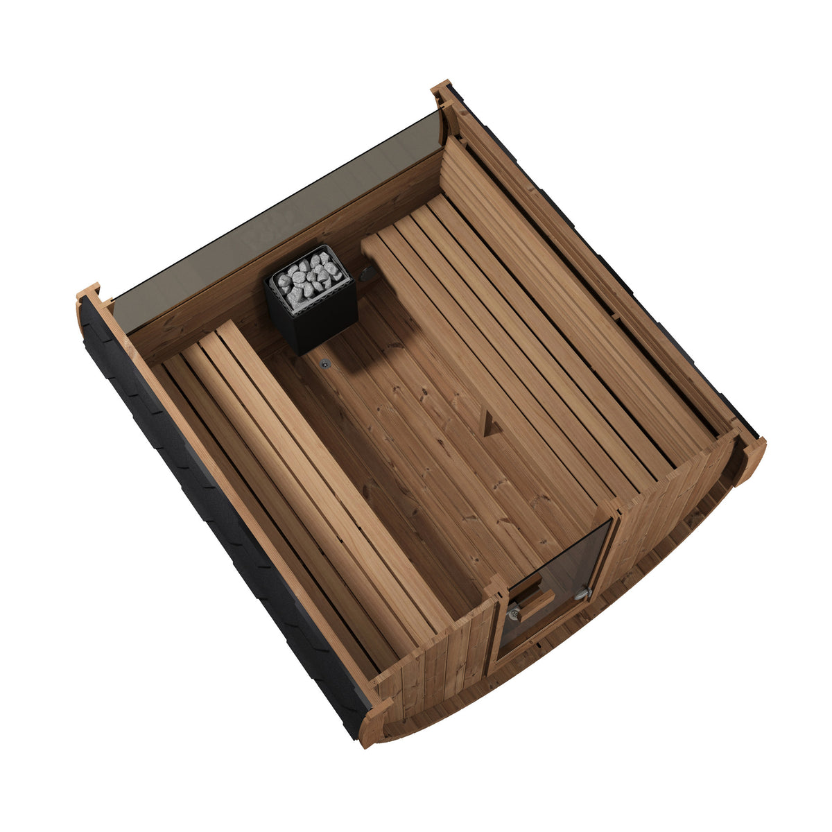 SaunaLife E8W Ergo Series 6-Person Outdoor Barrel Sauna Kit, Rear Window, product view 3