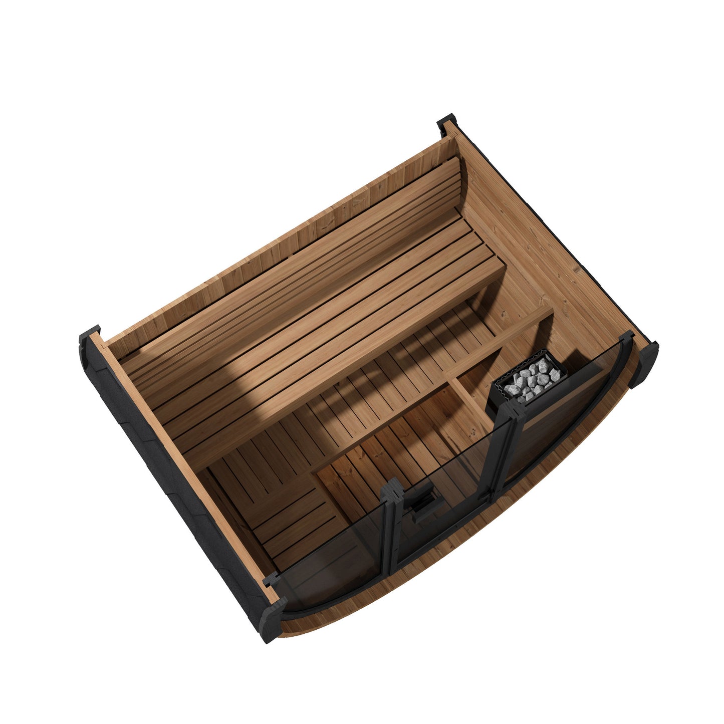 SaunaLife EE6G Ergo Elegance 4-Person Outdoor Barrel Sauna Kit, Glass Front, product view 4