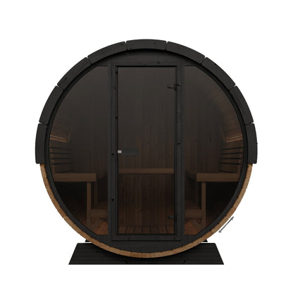 SaunaLife EE8G Ergo Elegance 6-Person Outdoor Barrel Sauna Kit, Glass Front, product view 2