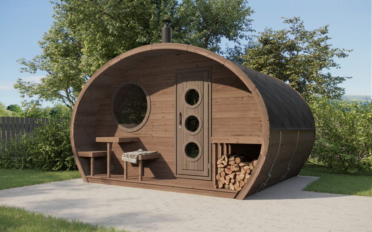 SaunaLife G11 Garden Series 8-Person Outdoor Sauna Kit, installed view 3