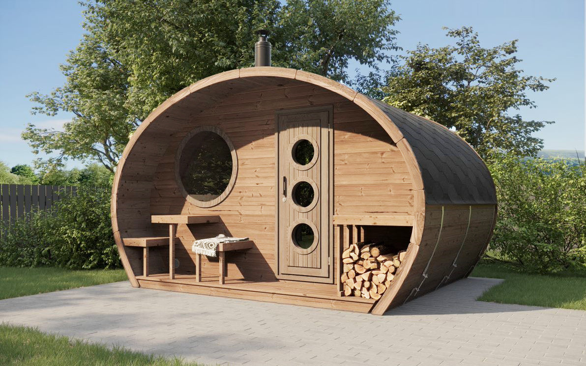 SaunaLife G11 Garden Series 8-Person Outdoor Sauna Kit, installed view 4