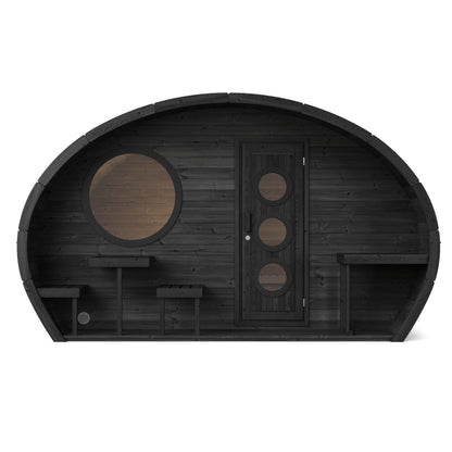 SaunaLife G11 Garden Series 8-Person Outdoor Sauna Kit, black finish, front elevation
