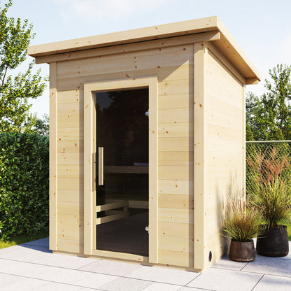 SaunaLife G2 Garden Series 4-Person Outdoor Sauna Kit, installed view 5